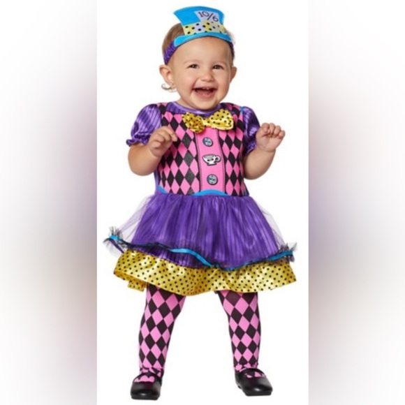 SPIRIT Mad Hatter halloween costume purple yellow pink blue NEW size 6-12 months - Picture 1 of 10